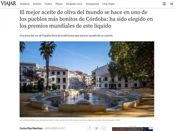 El mejor aceite de oliva del mundo se hace en uno de los pueblos m&aacute;s bonitos de C&oacute;rdoba: ha sido elegido en los premios mundiales de este l&iacute;quido